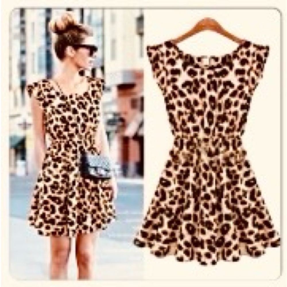 90's style leopard print lightweight flowy dress